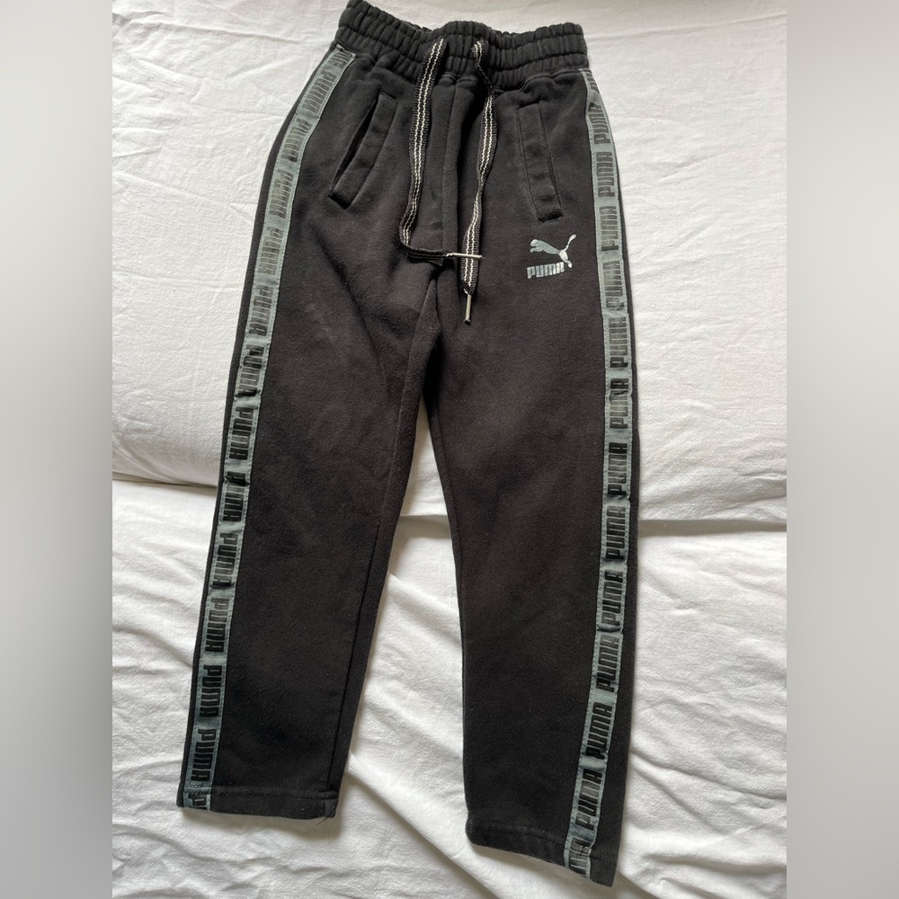 Puma KidsWarm Black Joggers with Gray Accents 5/6